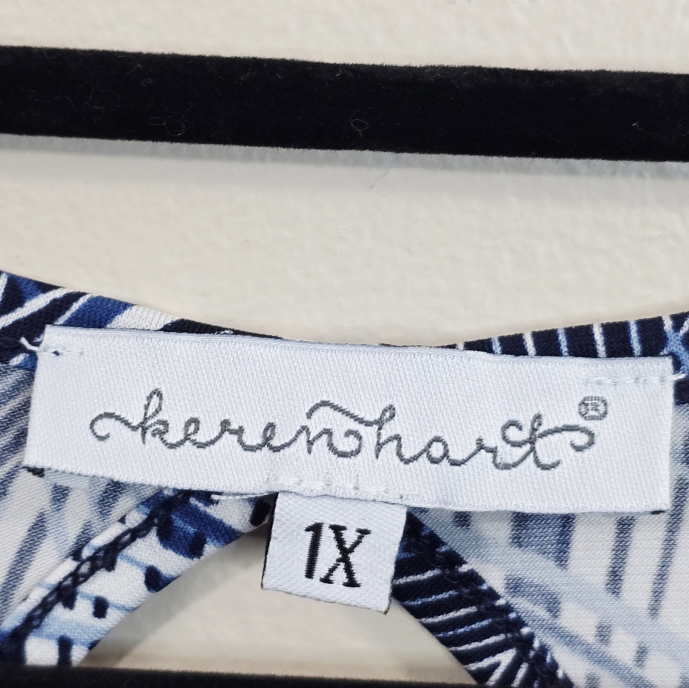 Keren Hart Blue and White Geometric Midi Dress - Picture 6 of 7